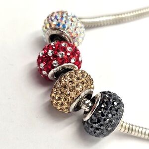 Kay Jewelers 925 Swarovski Crystal Charmed Memories Beads Lot MA Italy Red Black